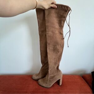 STUART WEITZMAN Hiline Suede Over-the-Knee Boots (Nutmeg, 7)
